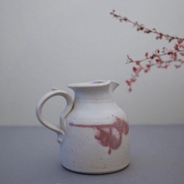 Grå vintage Keramikkande med rosa detaljer