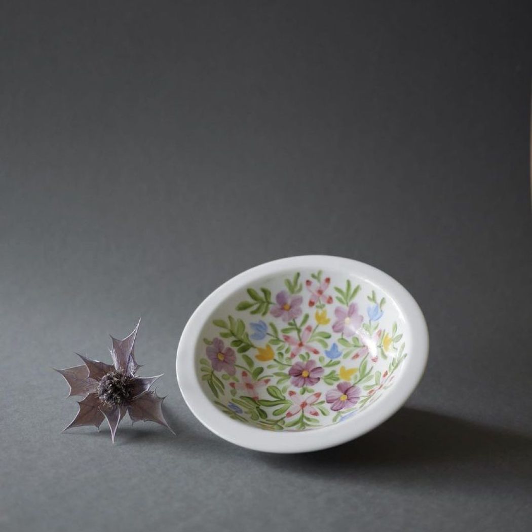 Håndmalet Skål med Blomster 2