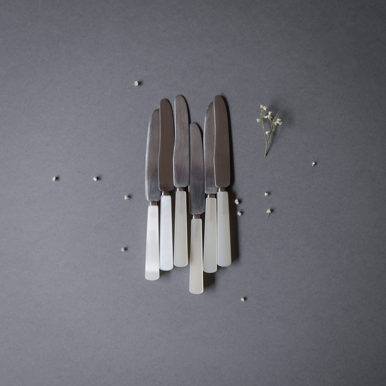 Hvide vintage smørknive, 6 stk. 2