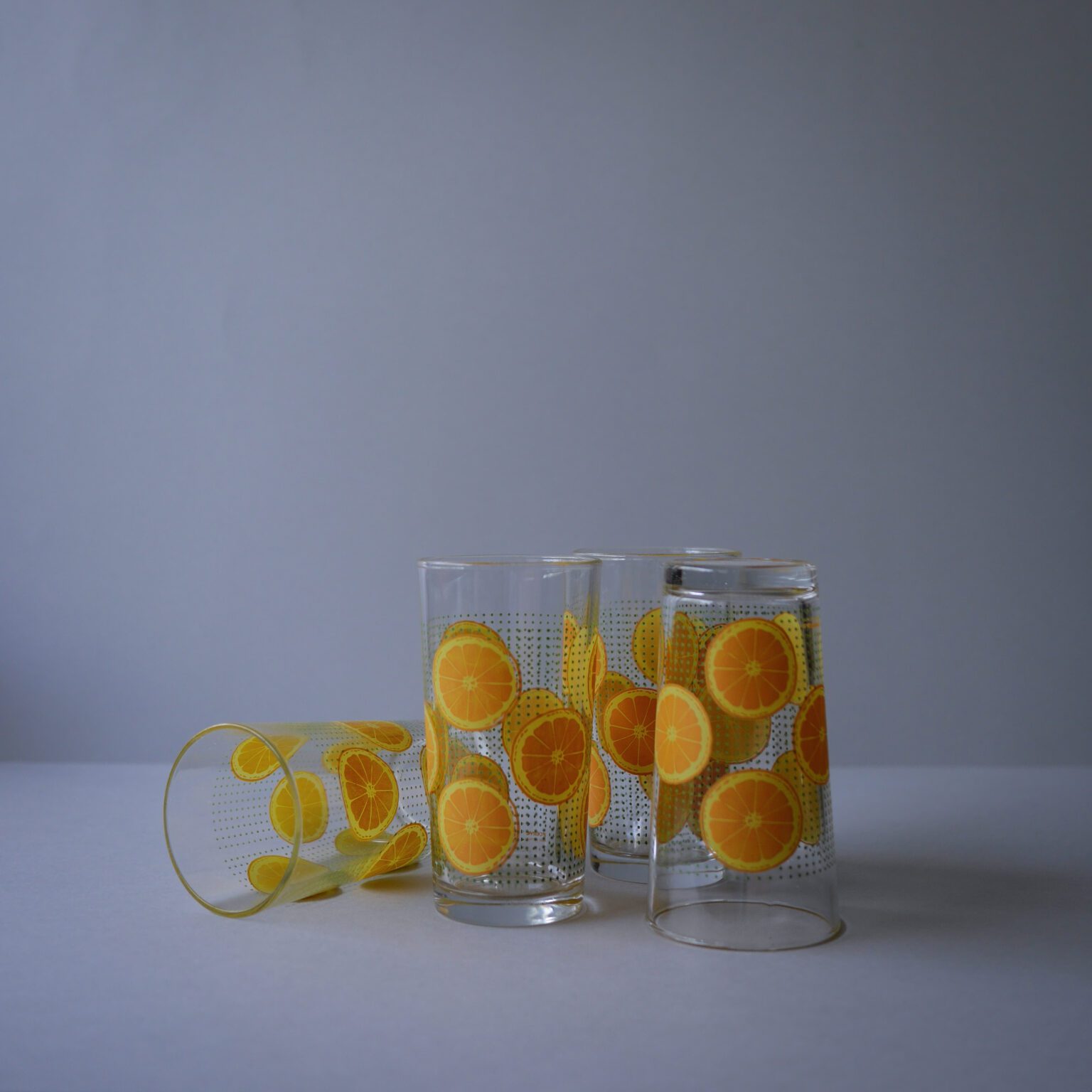 Vandglas med Frugter, 4 stk.
