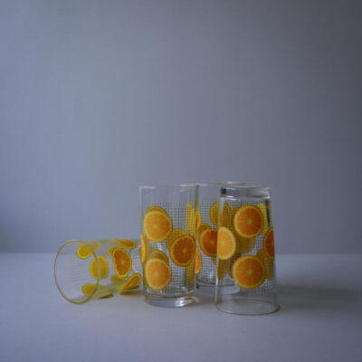 Vandglas med Frugter, 4 stk.