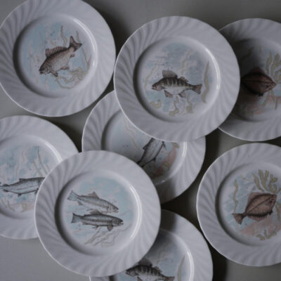 Fisketallerkner med swirl, 8 stk.