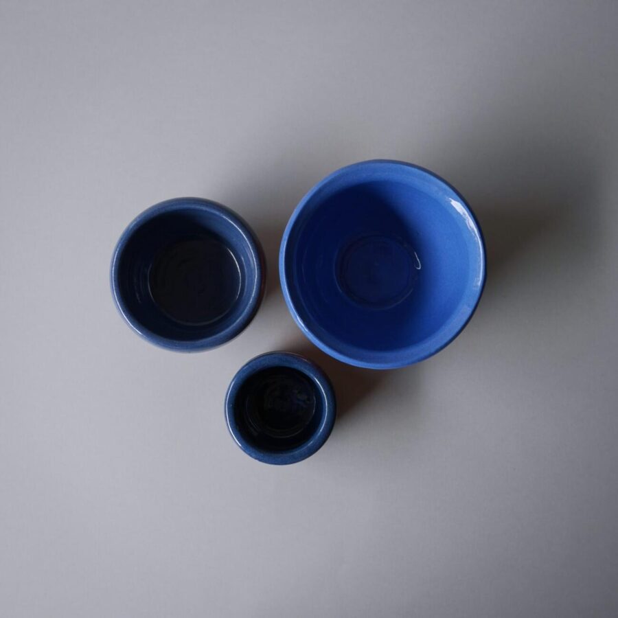 Blå Keramikskåle, 3 stk.