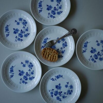 Frokosttallerkner med Blå Blomster, 6 stk.