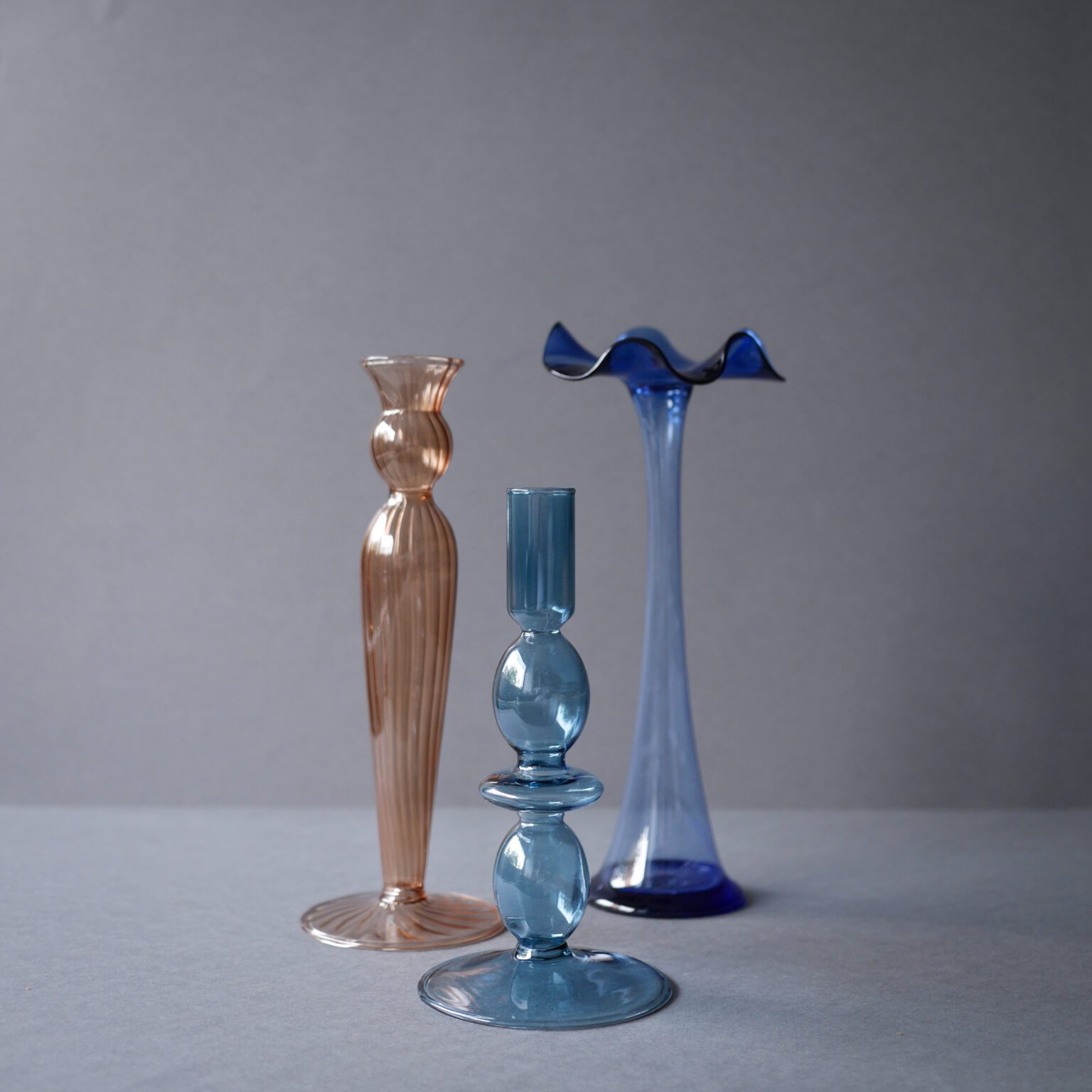 Glas Lysestager, 3 stk.