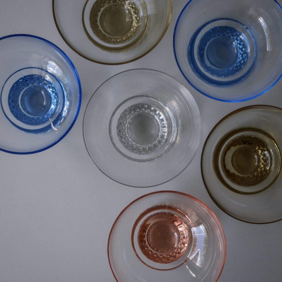 Små pastelfarvede Vintageglas, 6 stk. 1