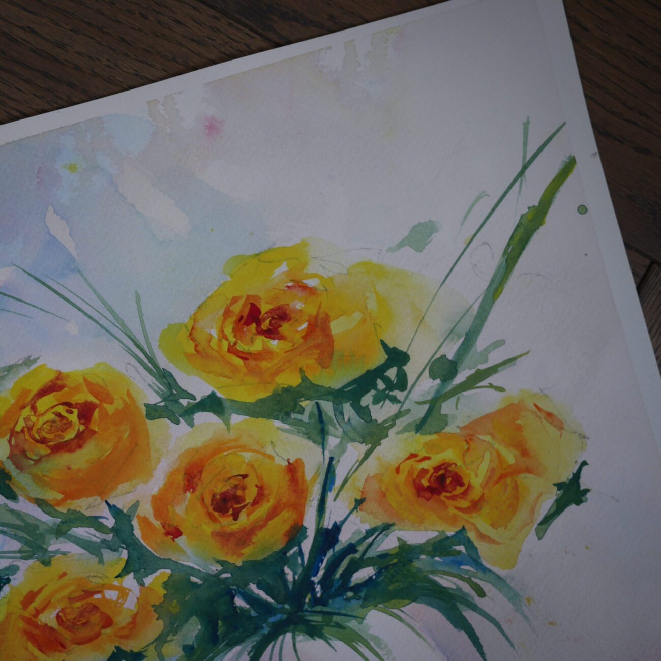 Akvarel Maleri: Gule Blomster 1