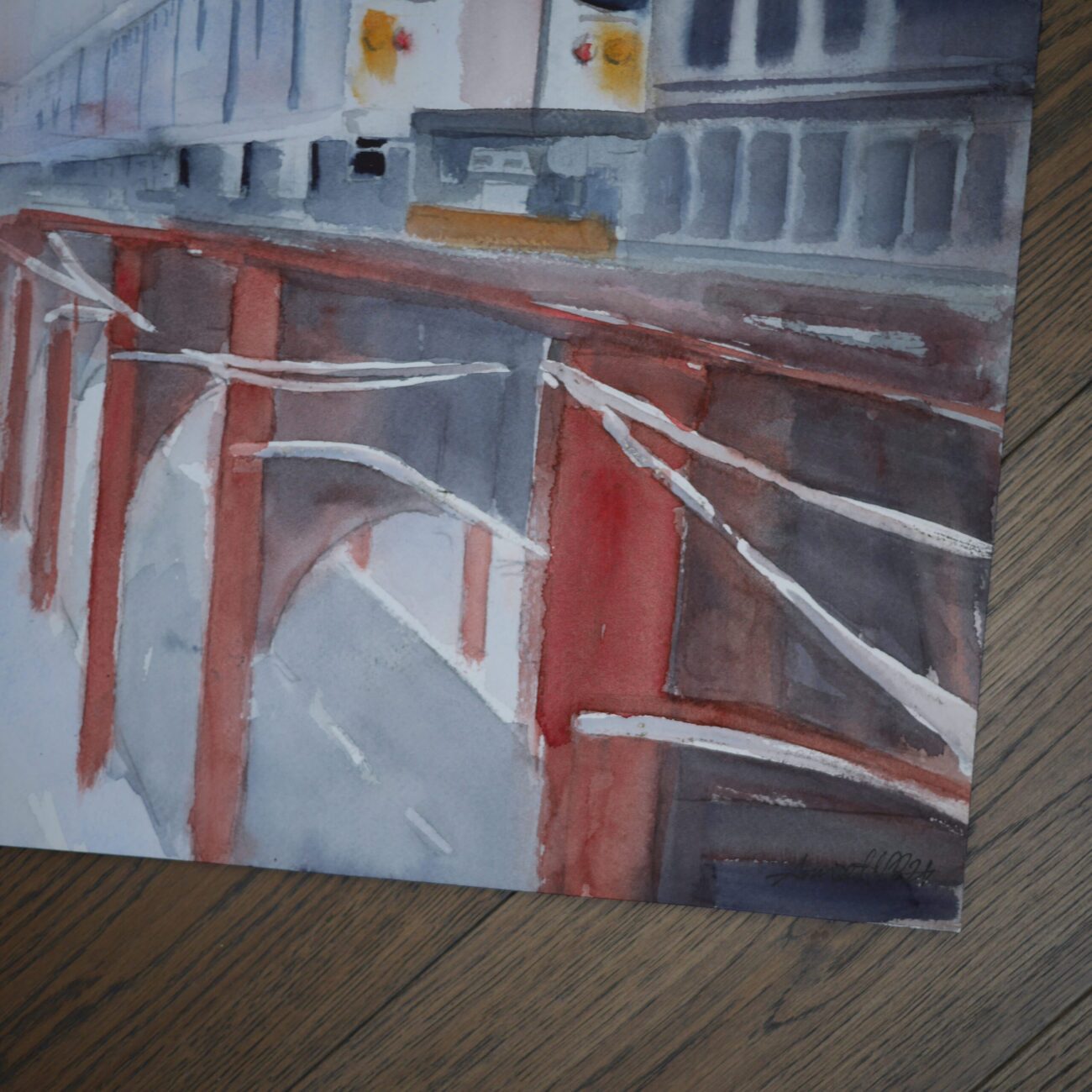 Akvarel Maleri: Chicago Metro 7
