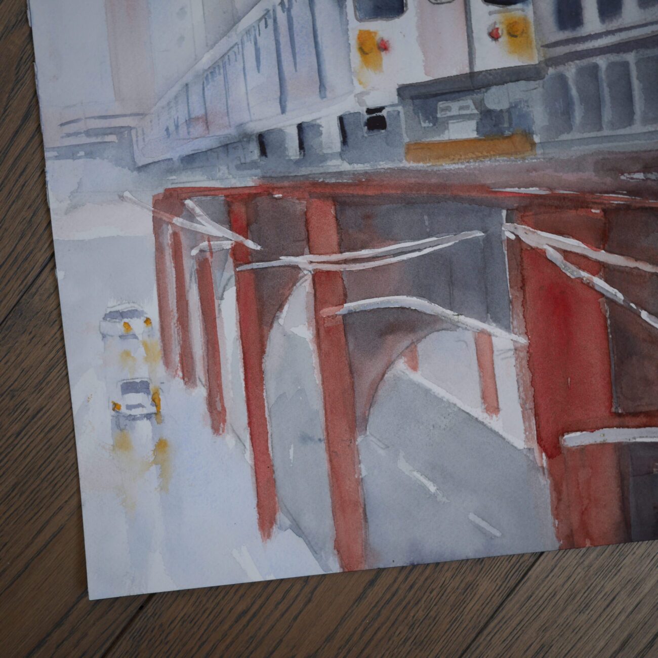 Akvarel Maleri: Chicago Metro 6