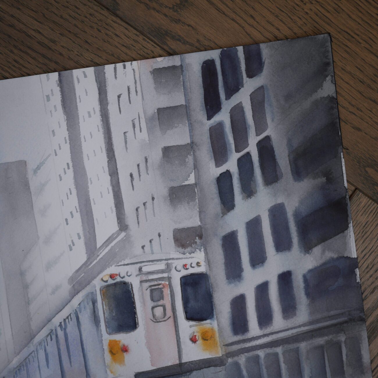 Akvarel Maleri: Chicago Metro 4