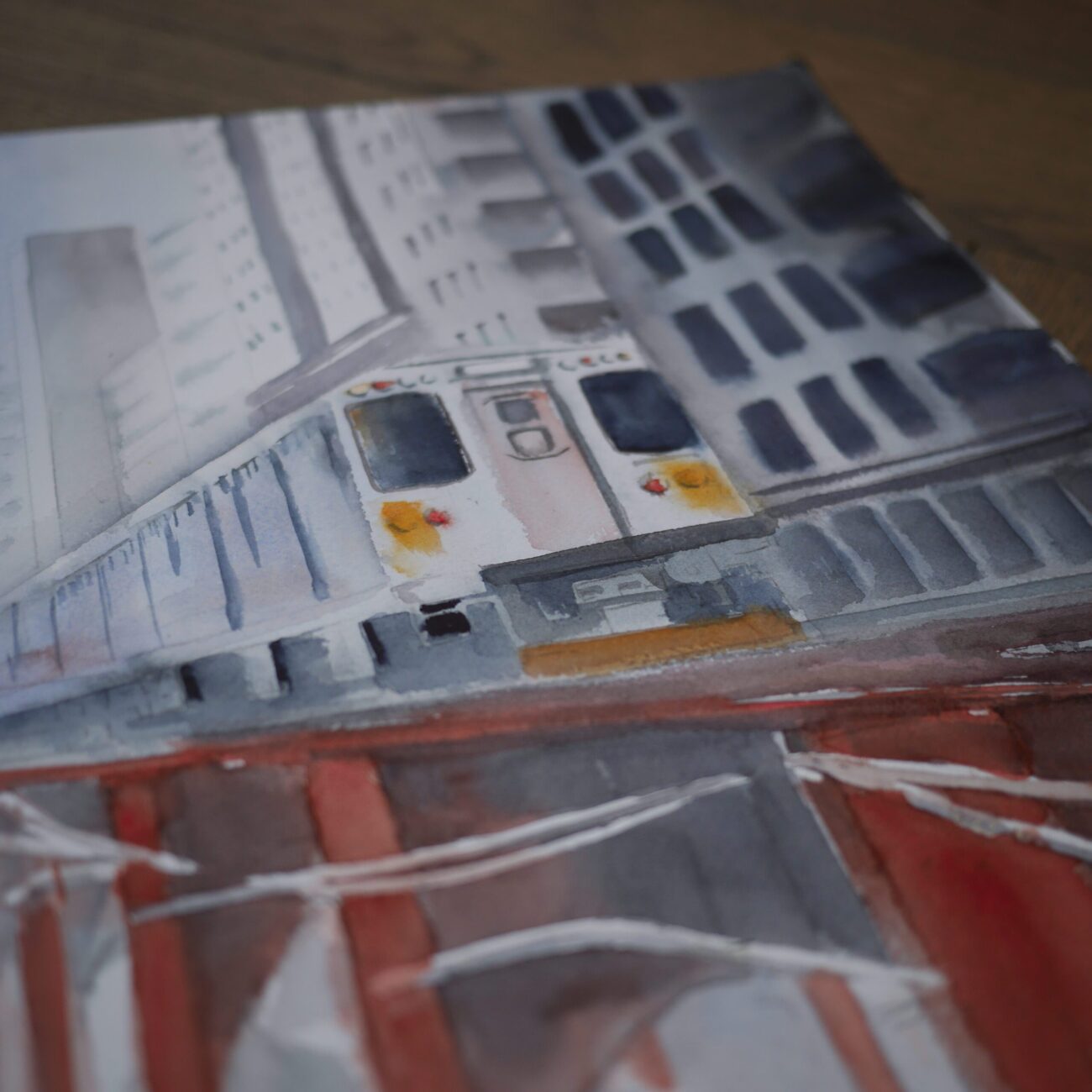 Akvarel Maleri: Chicago Metro 3