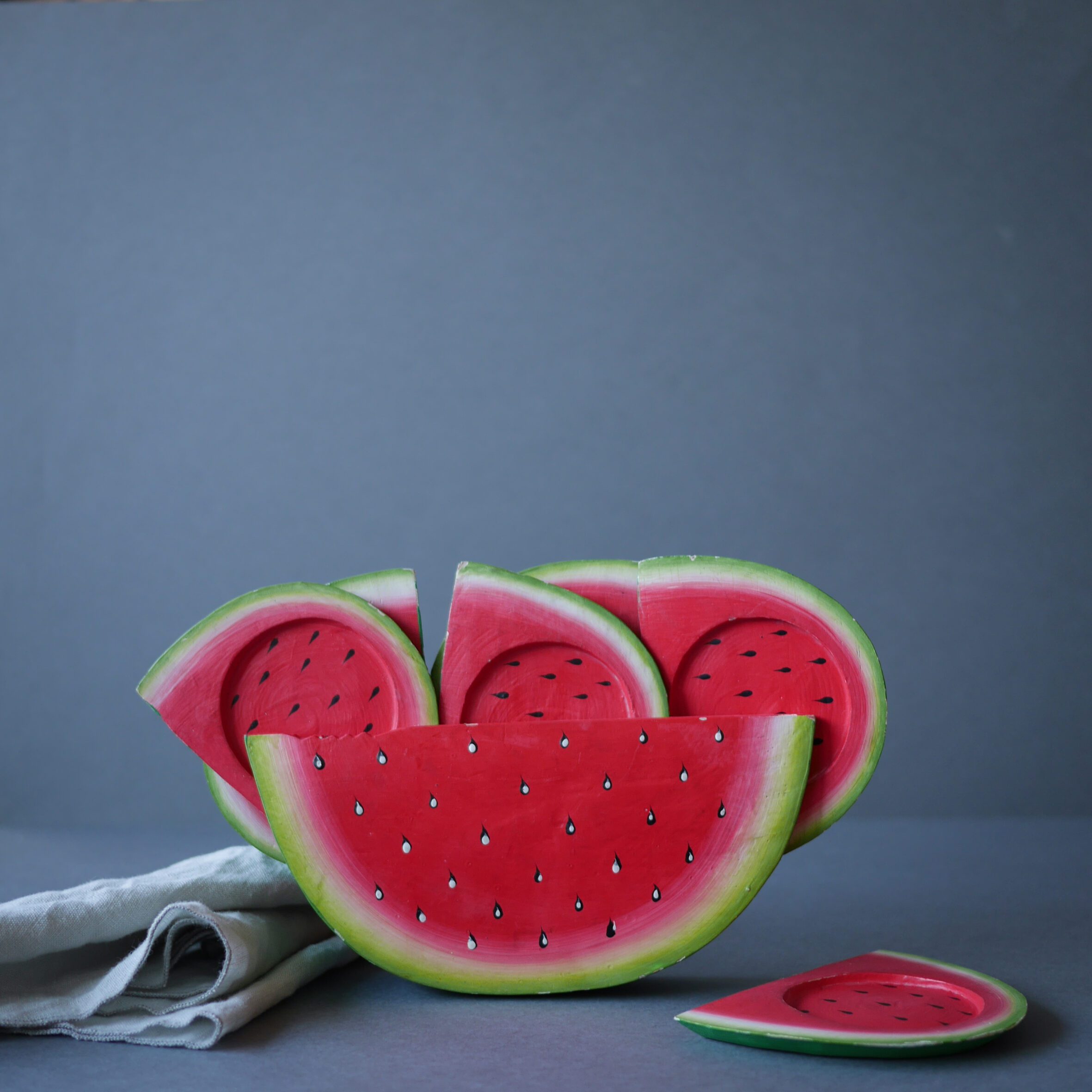Retro bordskånere i vandmelon stil
