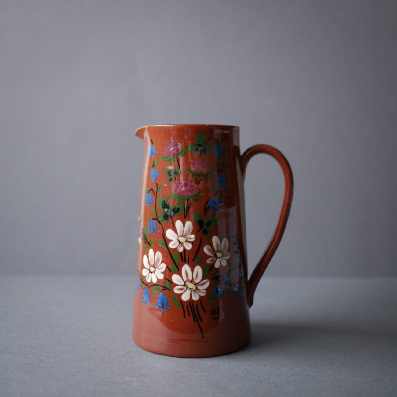 Høj Keramikkande med Blomster