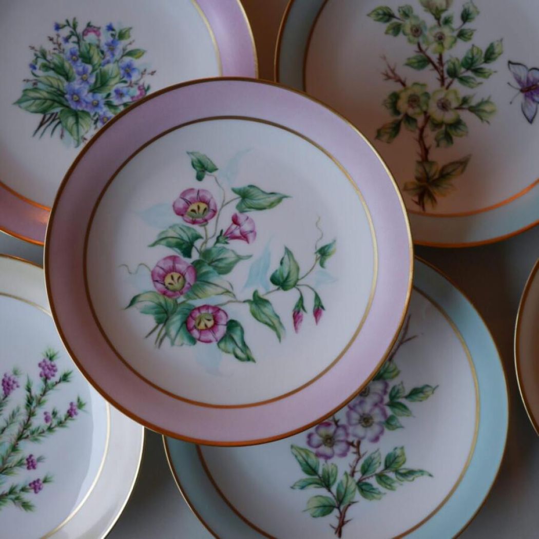 Smukke Håndmalede Tallerkner, 6 stk.