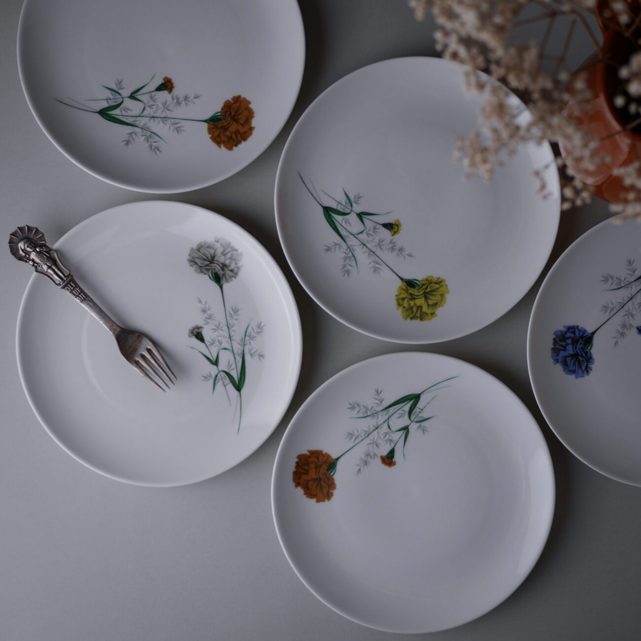 Frokosttallerkner med Blomster, 5 stk.