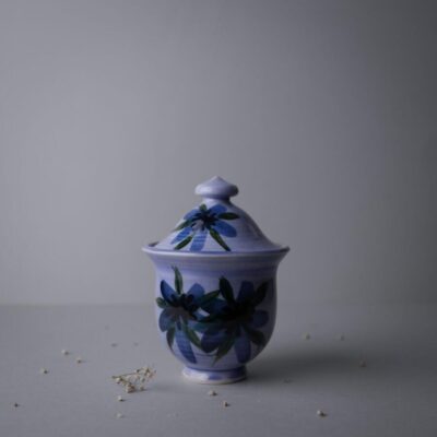 Blå Lågkrukke med Blomst
