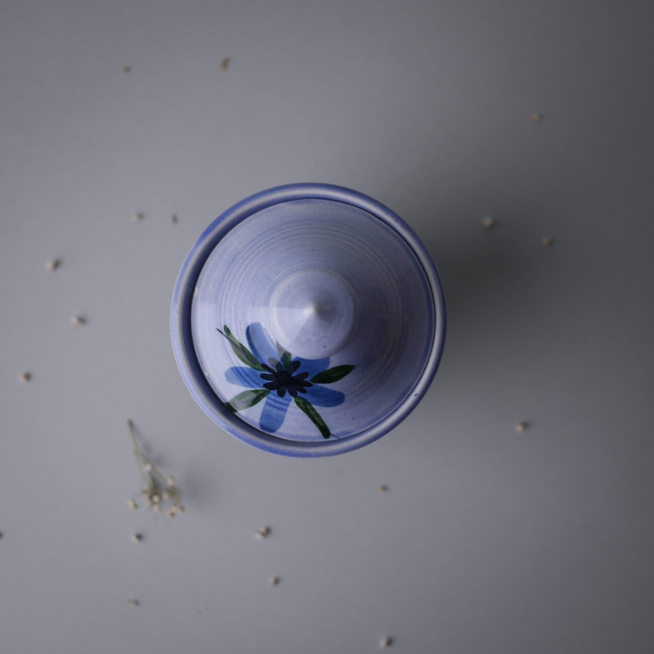 Blå Lågkrukke med Blomst 5