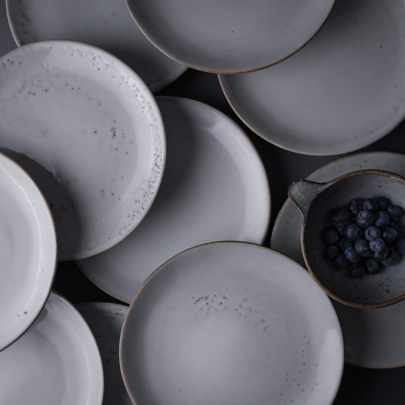 Grå nistrede frokosttallerkner 6