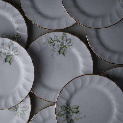 Desserttallerkner med Blomster, 11 stk.
