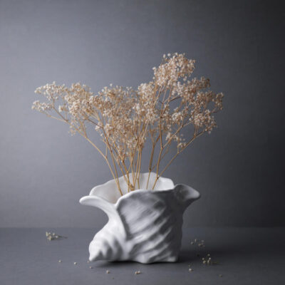 Smuk Hvid Konkylie Krukke eller Vase til Planter