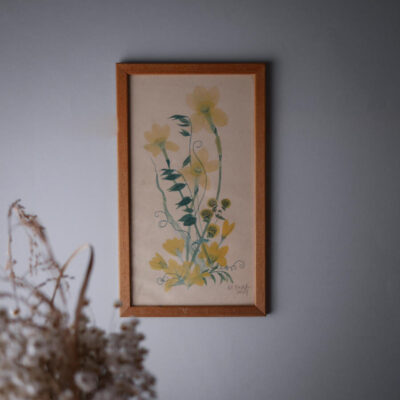 Beige Billede med Gule Blomster