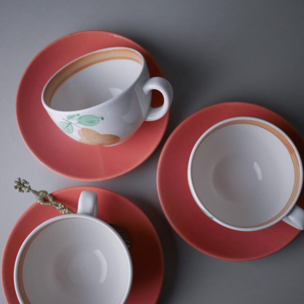 Porcelænskopper med Frugtmotiver, 3 sæt 2
