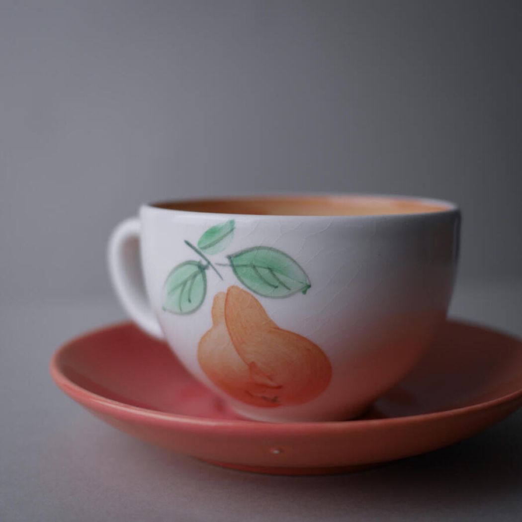 Porcelænskopper med Frugtmotiver, 3 sæt 7