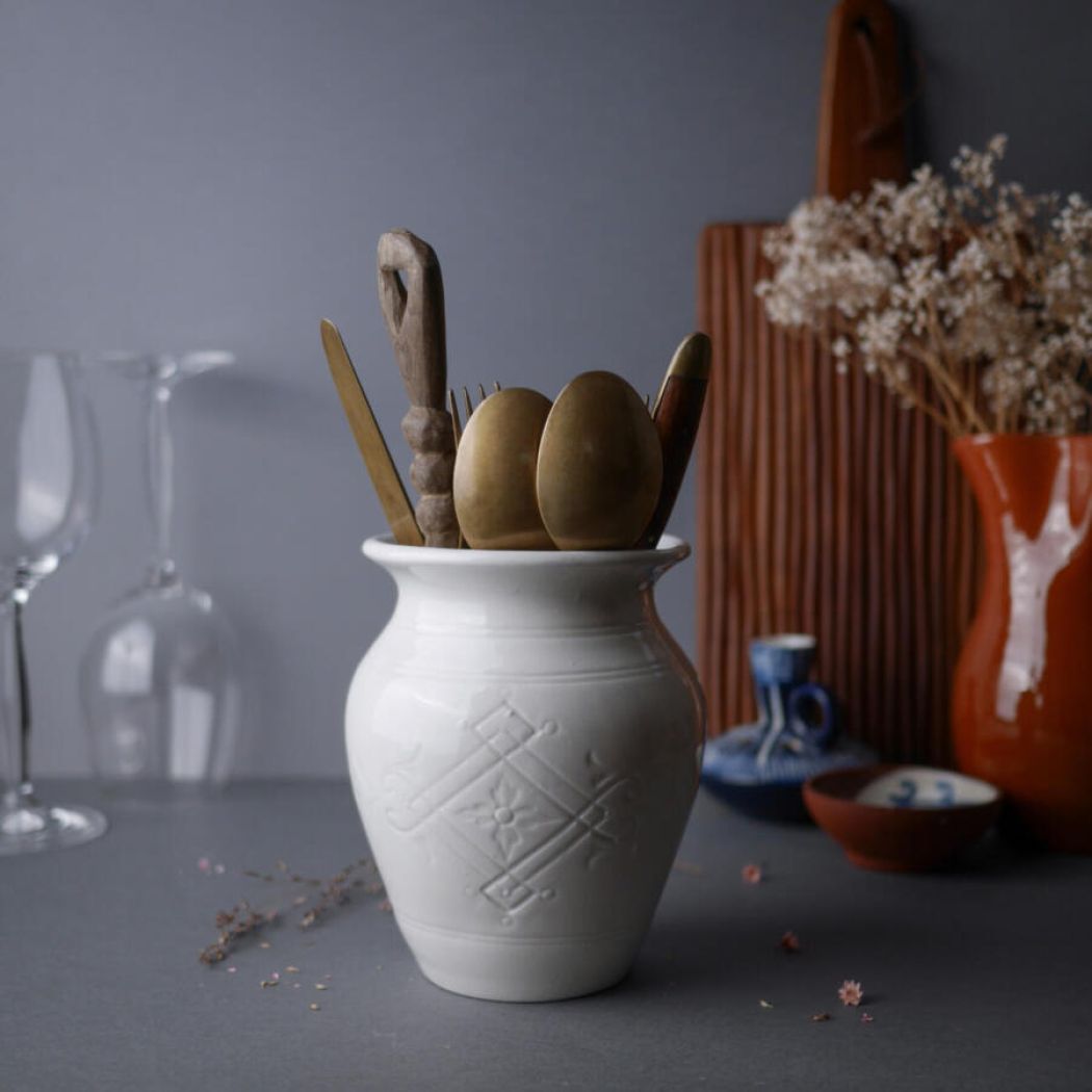 Hvid Keramikkrukke fra Rörstrand 1