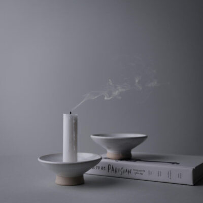 Hvide Keramikstager, 2 stk.