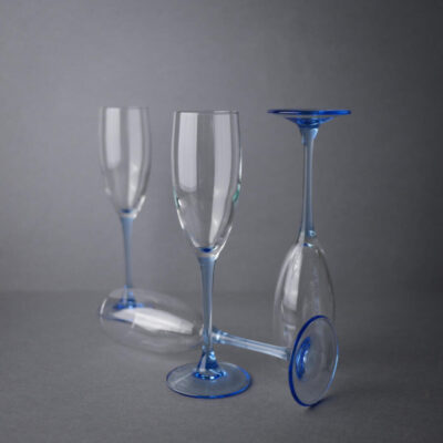 Franske Champagne Luminarcglas med blå stilk