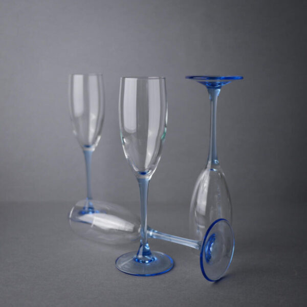 Franske Champagne Luminarcglas med blå stilk, 4 stk.
