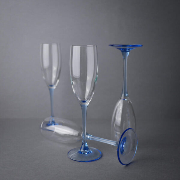 Franske Champagne Luminarcglas med blå stilk