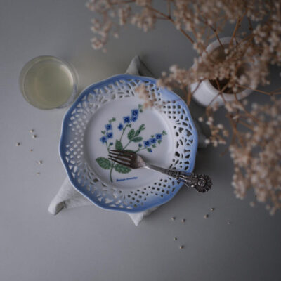 Blå Frokosttallerkner med Blomster, 5 stk.