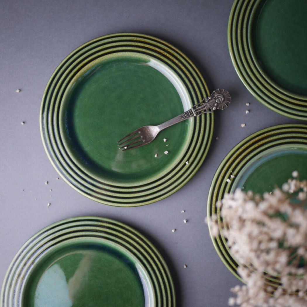 Dekorative Grønne Frokosttallerkner, 4 stk.