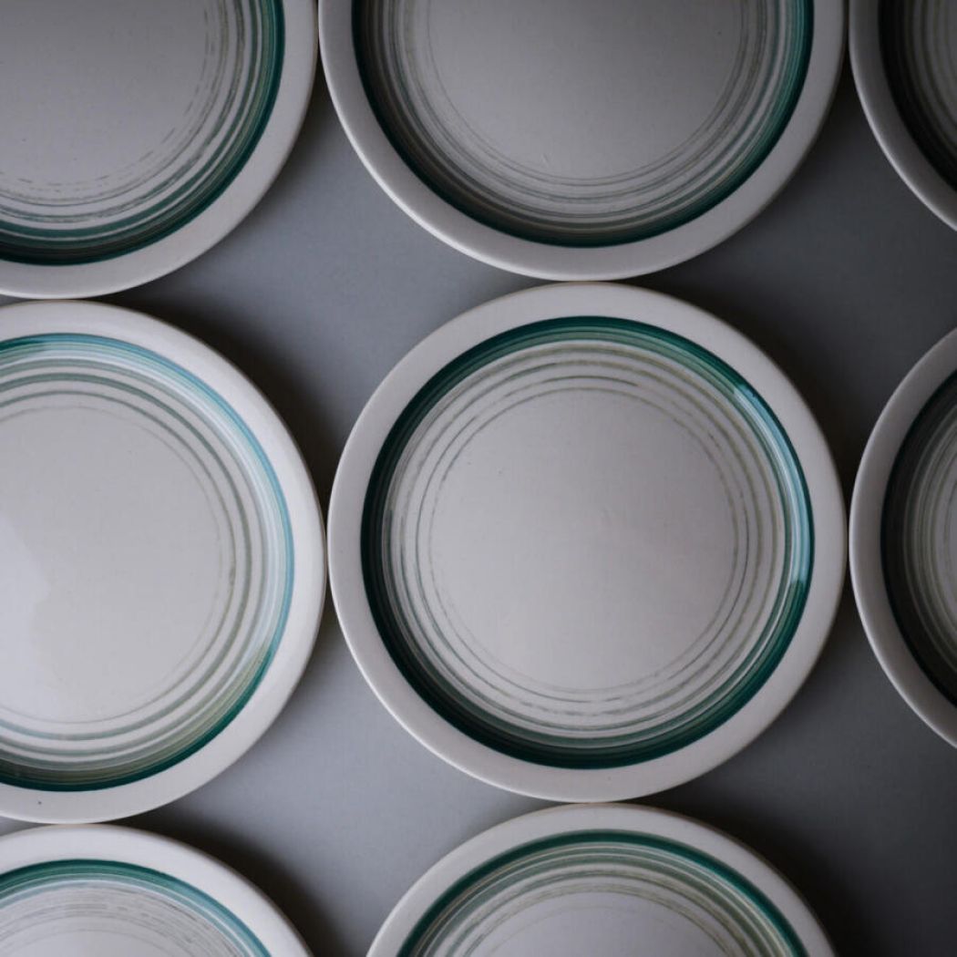 Håndmalede Grønne Frokosttallerkner, 8 stk.