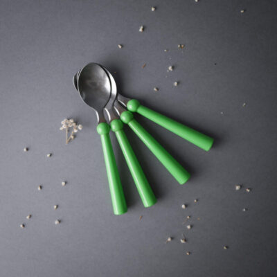 Grønne Retro Teskeer, 4 stk.