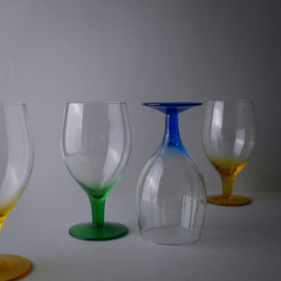 Glas med farvede Bunde, 4 stk.