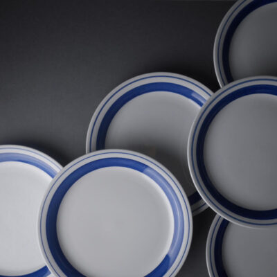 Middagstallerkner med Blå Kanter, 6 stk.