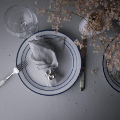 Sølvfarvede Servietringe med Sløjfer, 6 stk.