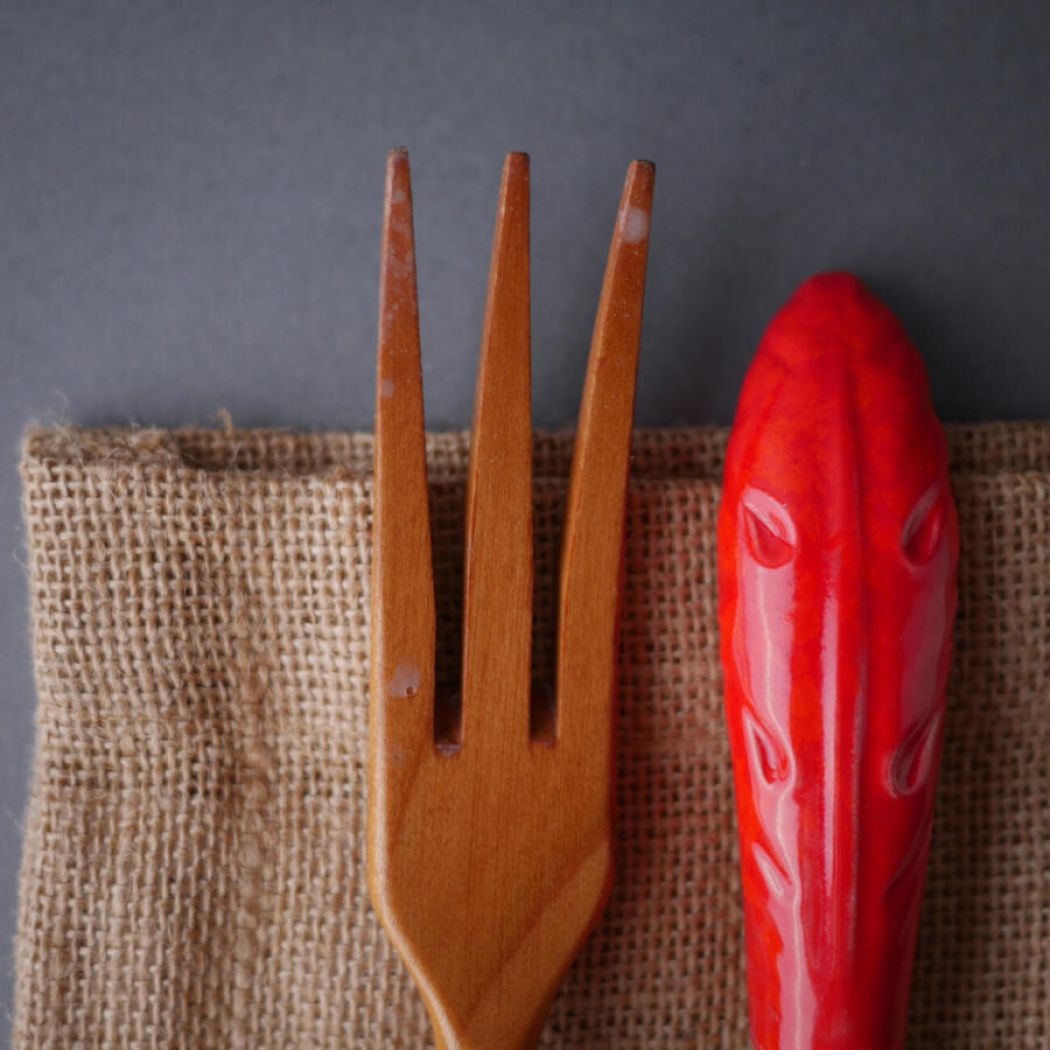 Salatbestik med Porcelænsskafter 3