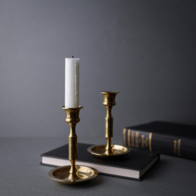 Høje Messing Lysestager, 2 stk.