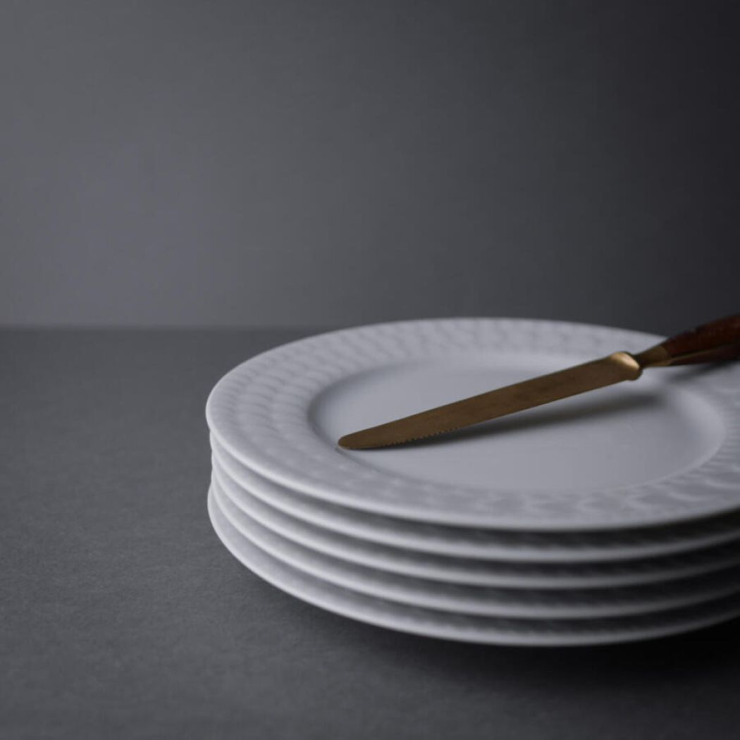 Elegante Frokosttallerkner i Hvid Porcelæn, 5 stk.