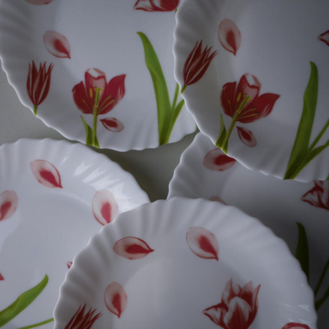 Arcopal Tallerkner med Tulipaner, 5 stk. 1