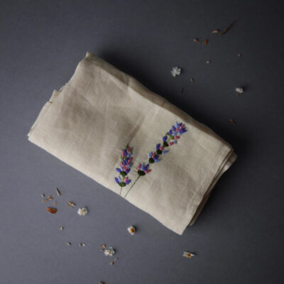 Vintage Stofservietter med Broderede Blomster, 4 stk.