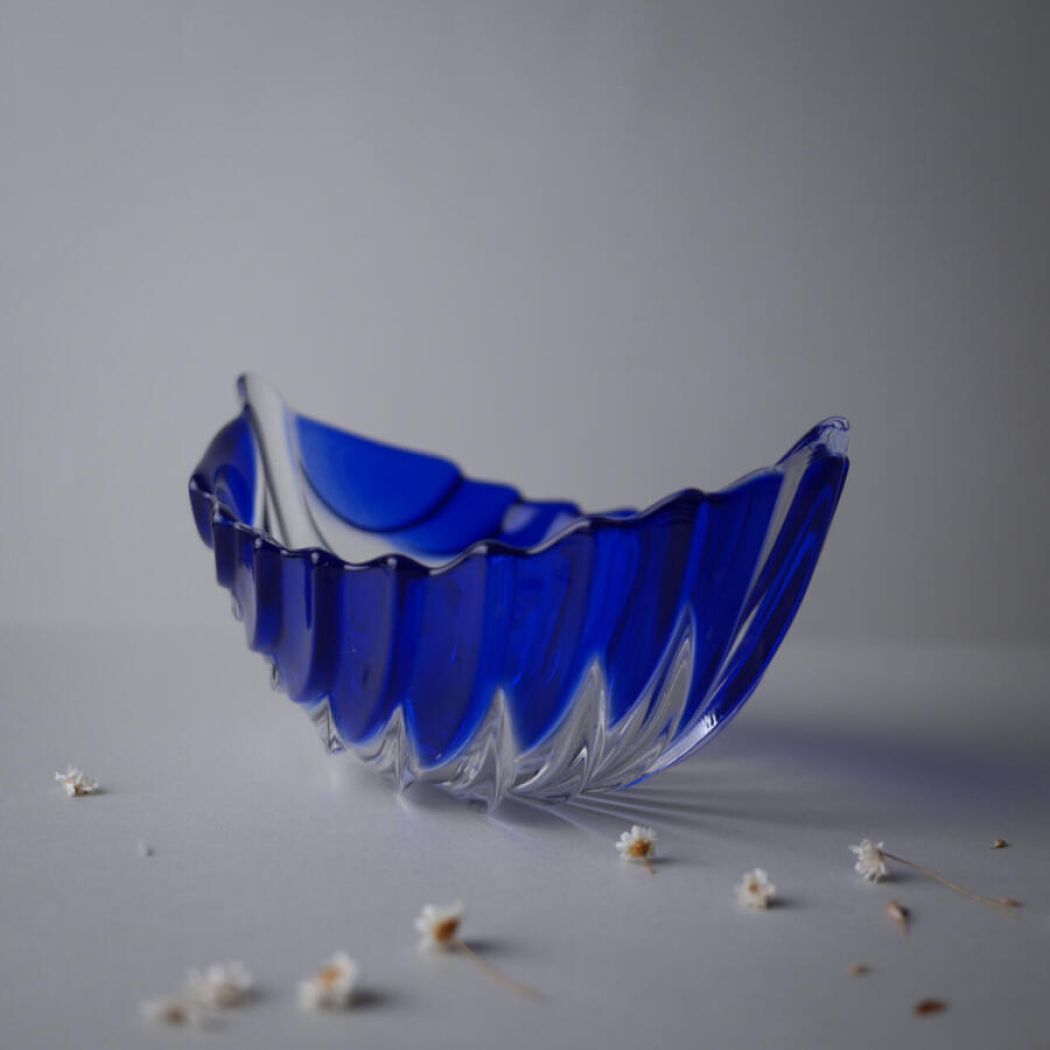 Blå Blad Glasskål 1
