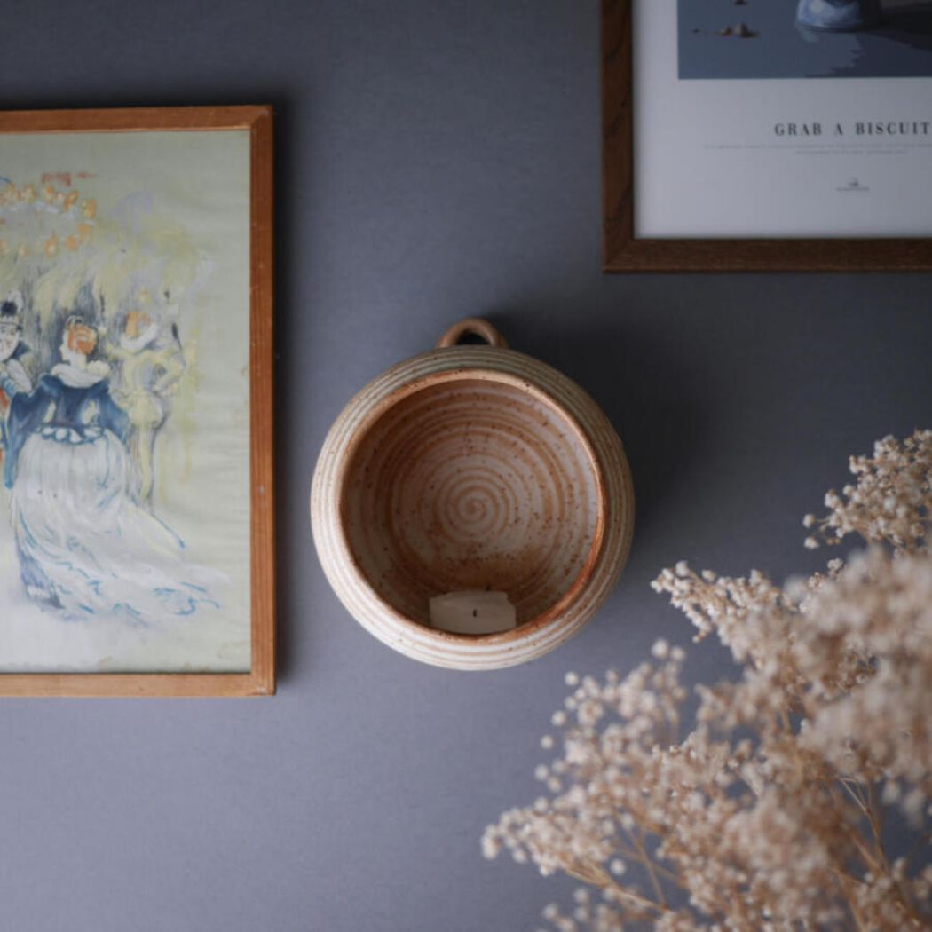 Rund Beige Keramik Vægstage