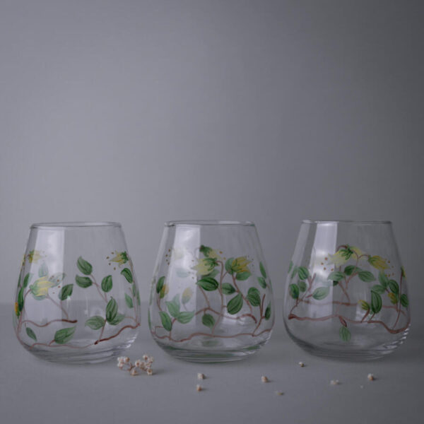 Håndmalede Vandglas med Blomster
