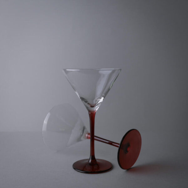 Cocktail Glas med Rød Stilk, 4 stk.