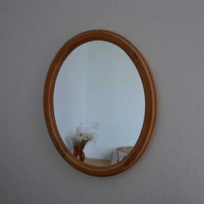 Ovalt Retro Træspejl