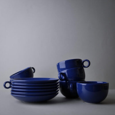 Klare Blå Italienske Kopper + Underkopper